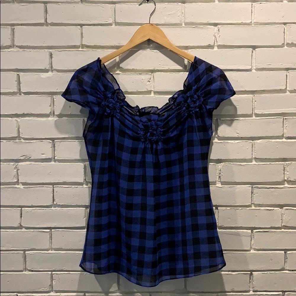 Buffalo check sheer top